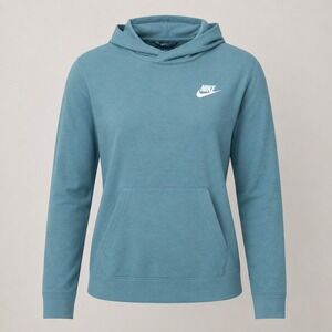 Nike Club Fleece Cowl Neck Pullover Women's Teal Aqua Athleisure Hoodie Size L